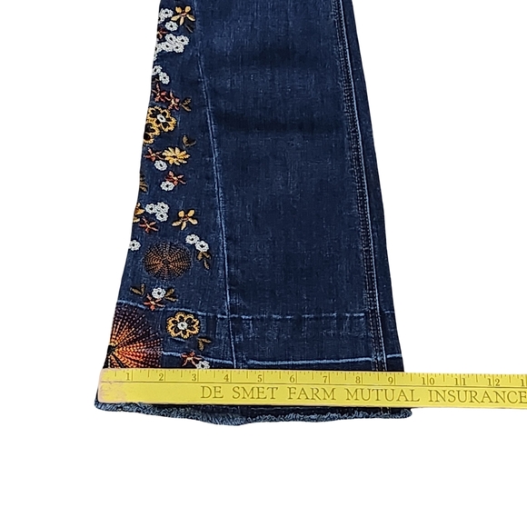 ASHLEY MASON Womens Juniors Size 5/27 Dark Wash Bootcut Embroidered Y2K Festival - Picture 13 of 13